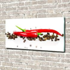 Wallmuralia Foto obraz fotografie na skle Chilli a pepř 140x70 cm 2 úchytky