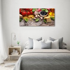 Wallmuralia Foto obraz fotografie na skle Italské jídlo 100x50 cm 2 úchytky