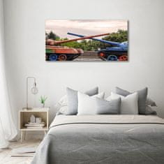 Wallmuralia Foto-obrah sklo tvrzené Dva tanky 100x50 cm 2 úchytky