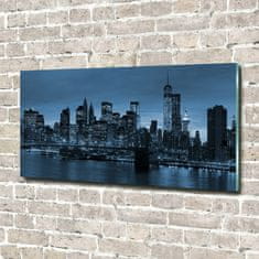 Wallmuralia Foto obraz fotografie na skle New York noc 120x60 cm 2 úchytky