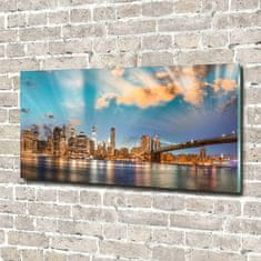 Wallmuralia Foto obraz fotografie na skle Brooklynský most 100x50 cm 2 úchytky