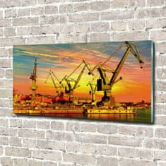 Wallmuralia Foto-obraz fotografie na skle Dok v Gdaňsku 120x60 cm 4 úchytky