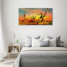 Wallmuralia Foto-obraz fotografie na skle Dok v Gdaňsku 120x60 cm 4 úchytky