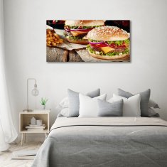 Wallmuralia Foto obraz skleněný horizontální Hamburgery 120x60 cm 4 úchytky