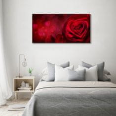 Wallmuralia Foto obraz skleněný horizontální Červená růže srdce 100x50 cm 2 úchytky