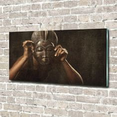 Wallmuralia Foto obraz sklo tvrzené Africká maska 120x60 cm 2 úchytky