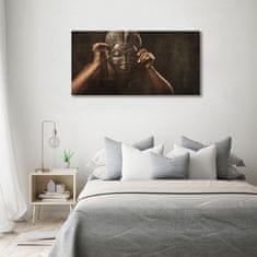 Wallmuralia Foto obraz sklo tvrzené Africká maska 120x60 cm 2 úchytky