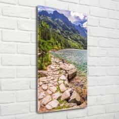 Wallmuralia Vertikální Fotoobraz na skle Mořské oko Tatry 70x140 cm 2 úchytky