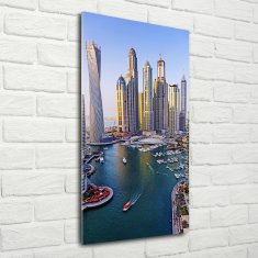 Wallmuralia Vertikální Foto obraz sklo tvrzené Zátoka Dubaj 50x100 cm 4 úchytky