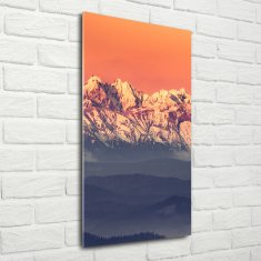 Wallmuralia Vertikální Foto obraz fotografie na skle Panorama Tatry 50x100 cm 4 úchytky