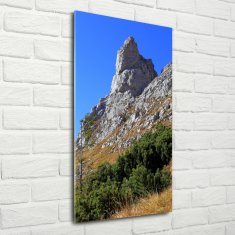 Wallmuralia Vertikální Fotoobraz na skle malý Giewont Tatry 50x100 cm 4 úchytky