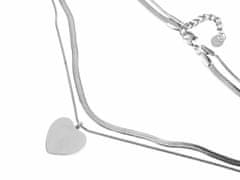 Kraftika 1ks platina srdce náhrdelník z nerezové oceli dvojitý
