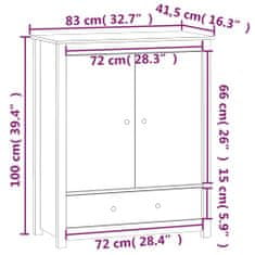 Greatstore Skříň highboard 83 x 41,5 x 100 cm masivní borové dřevo