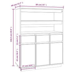 Greatstore Skříň highboard 89x40x116,5 cm masivní borové dřevo