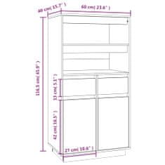 Vidaxl Skříň highboard 60 x 40 x 116,5 cm masivní borové dřevo