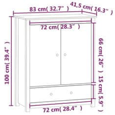 Vidaxl Skříň highboard medově hnědá 83x41,5x100 cm masivní borovice