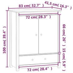 Vidaxl Skříň highboard bílá 83 x 41,5 x 100 cm masivní borové dřevo