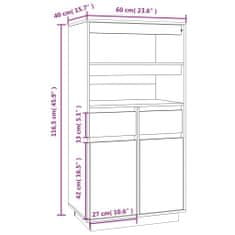 Vidaxl Skříň highboard šedá 60 x 40 x 116,5 cm masivní borové dřevo