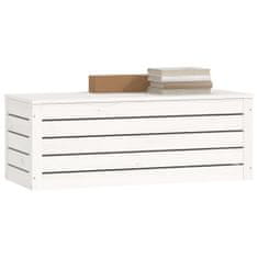 Greatstore Úložný box bílý 89x36,5x33 cm masivní borové dřevo