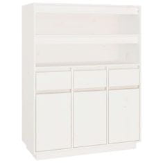 Greatstore Skříň highboard bílá 89 x 40 x 116,5 cm masivní borové dřevo