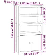 Greatstore Skříň highboard 80 x 35 x 154 cm masivní borové dřevo