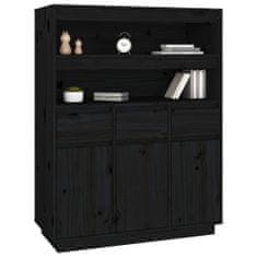 Vidaxl Skříň highboard černá 89x40x116,5 cm masivní borové dřevo