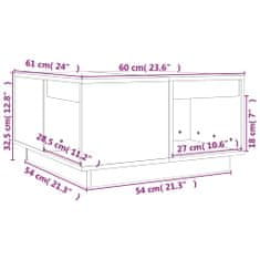 Greatstore Konferenční stolek bílý 60x61x32,5 cm masivní borové dřevo