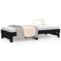 Vidaxl Výsuvná postel černá 2x (90 x 200) cm masivní borovice