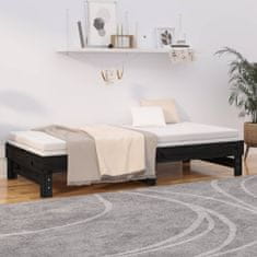 Vidaxl Výsuvná postel černá 2x (90 x 200) cm masivní borovice