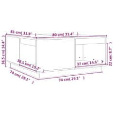 Greatstore Konferenční stolek bílý 80x81x36,5 cm masivní borové dřevo