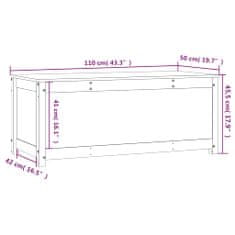 Vidaxl Úložný box černý 110 x 50 x 45,5 cm masivní borové dřevo