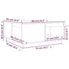 Greatstore Konferenční stolek medově hnědý 80x81x36,5 cm masivní borovice