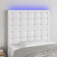 Vidaxl Čelo postele s LED bílé 100x5x118/128 cm umělá kůže