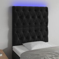 Greatstore Čelo postele s LED černé 80x7x118/128 cm samet