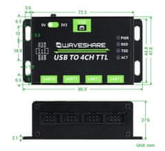 Waveshare Průmyslový 4-kanálový převodník USB na TTL s CH343
