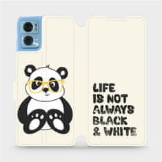 Mobiwear Flip pouzdro na mobil Motorola Moto E22 / E22i - M041S Panda - life is not