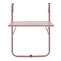 VERVELEY Skládací balkonový stůl, ocel, růžový, 60 x 78 x 86-101 cm