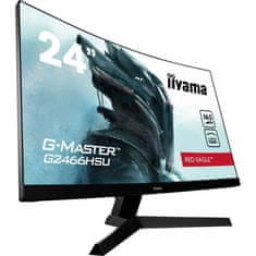 iiyama Zakřivená herní obrazovka pro PC, IIYAMA G-Master Red Eagle G2466HSU-B1, 23,6 FHD, VA panel, 1 ms, 165 Hz, HDMI / DisplayPort, FreeSync