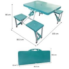 VERVELEY Skládací kempingový stůl SURPASS pro 4 osoby zelený