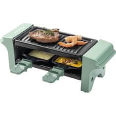 Bestron Bestron Raclette gril, mini gril pro 1 až 2 osoby, se 2 pánvičkami a 2 špízy, s nepřilnavým povrchem, mátový