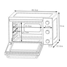 VERVELEY CONTINENTAL EDISON CEMF28B2 - Elektrická minitrouba 28L černá - 1500W - Rotační gril, Přírodní konvekce