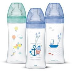 shumee DODIE Sada 3 kojeneckých lahví Sensation+ Anti-Colic 330 ml + 6 měsíců, plochý dudlík, Flow 3 - moře a vzduch zelená