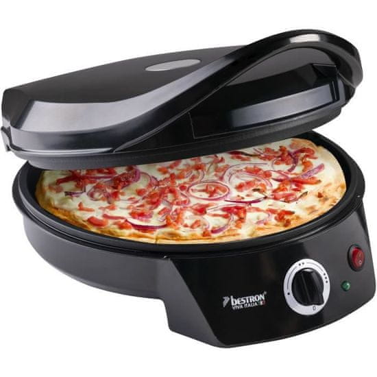 Bestron Elektrická pec na pizzu Bestron, pro domácí nebo mraženou pizzu, do Ø 27 cm, 1800 W, barva: černá