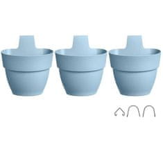 Elho ELHO, Květináč, Vibia Campana Foret Vertical Set/3, Vintage Blue, venkovní balkonový, d 17,1 x š 20,7 x v 29,7 cm