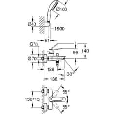 Grohe Jednopáková vanová a sprchová baterie GROHE, Start, chrom