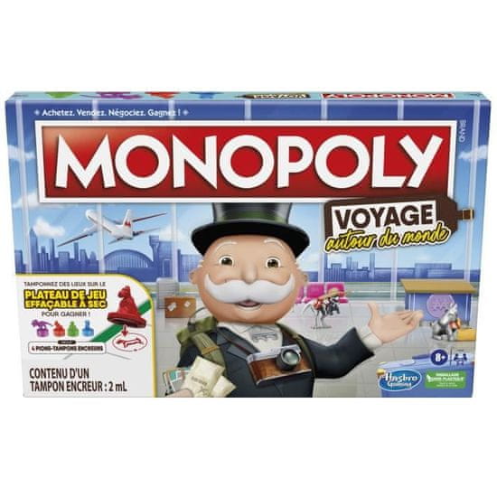 Monopoly Monopoly Cesta kolem světa, desková hra pro děti od 8 let, s podložkami a tabulkou se suchou mazací barvou