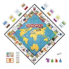 Monopoly Monopoly Cesta kolem světa, desková hra pro děti od 8 let, s podložkami a tabulkou se suchou mazací barvou