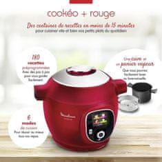 Moulinex MOULINEX CE85B510 COOKEO + 6L Smart Multicooker, 180 předprogramovaných receptů, červený