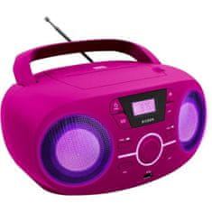 Bigben Přenosné rádio BIGBEN CD61RSUSB Cd Usb Pink + světelné reproduktory