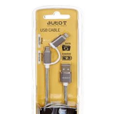Auto-T Plochý kabel AUTO-T 2 v 1: micro-USB / iPhone 5 a 6